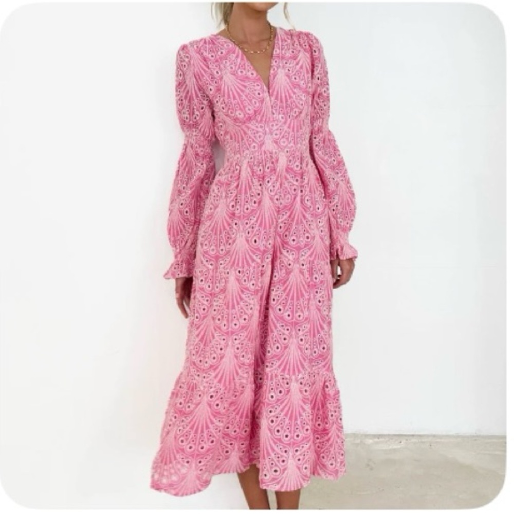 Little Coquille Dress, Size 10 - Medium. Pink Maxi long dress